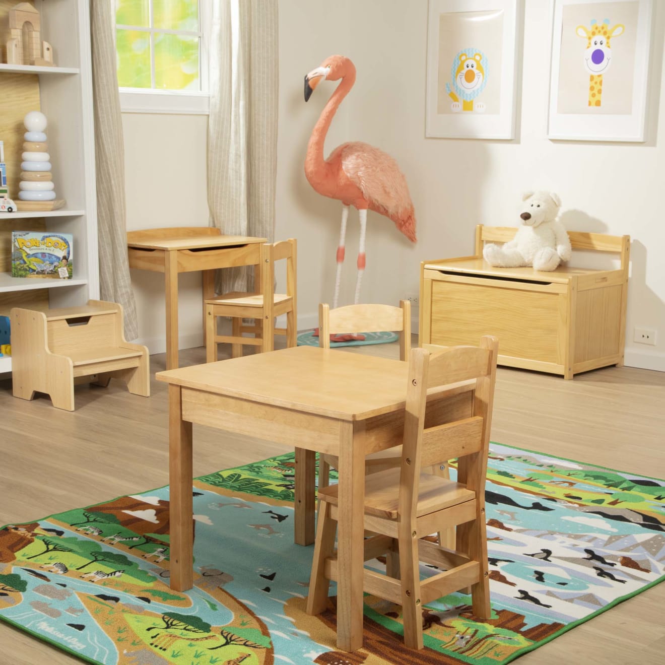 Melissa & Doug Wooden Table & Chairs - Natural