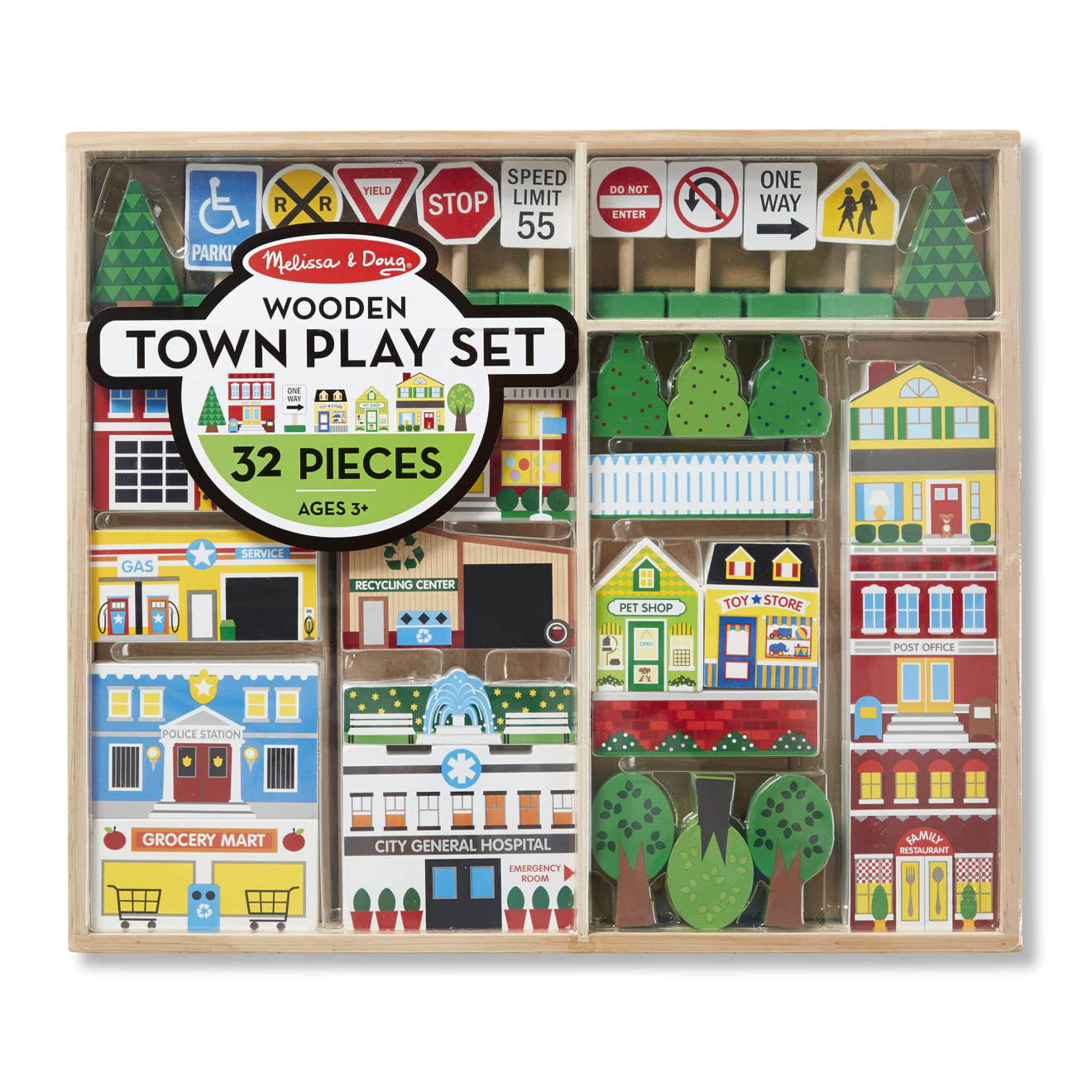 Melissa & Doug Wooden Town Play Set