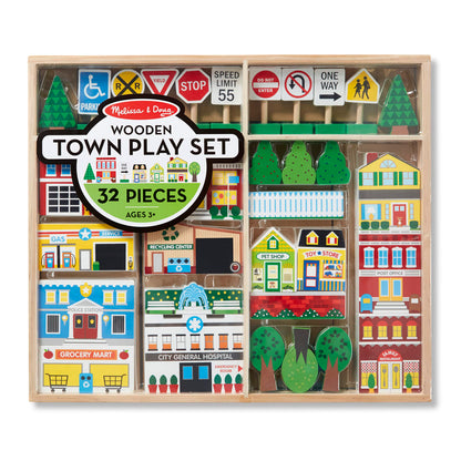 Melissa & Doug Wooden Town Play Set